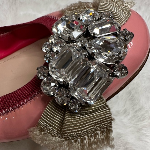 Miu Miu Pink Crystal Embellished Flats - Picture 8 of 8